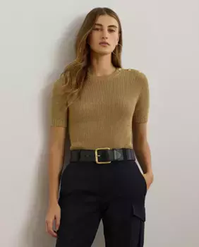 Женский металлический свитер с короткими рукавами Lauren Ralph Lauren, золотой