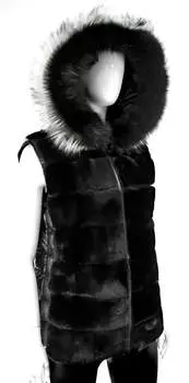 Женский металлический жилет с отделкой из кролика и лисы в черном металлическом цвете Mitchie's Matchings