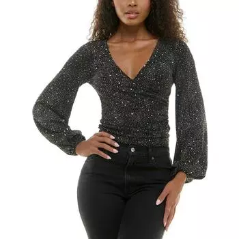 Женский металлизированный нейлоновый топ-обертка Alex & Sophia, черный/золотой