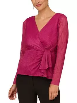Женский металлизированный топ с V-образным вырезом и баской Adrianna Papell, цвет magenta