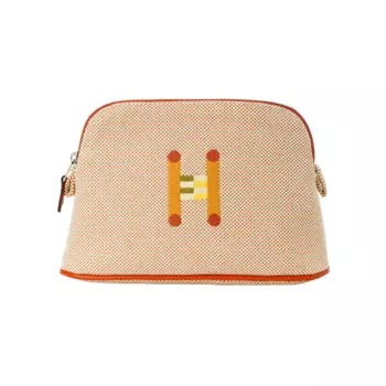 Женский мини-клатч Bolide Cotton Clutch Orange & Light Taupe HERMES, оранжевый/светло-серый