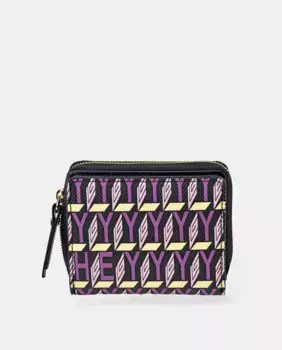 Женский мини-кошелек на молнии Guy Laroche из синей парусины и кожи, фиолетовый