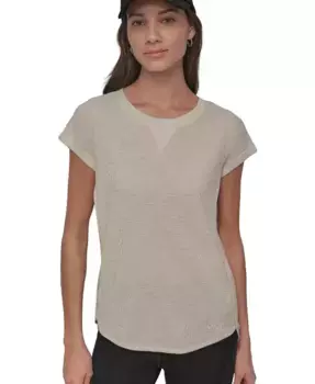 Женский мини-топ с коротким рукавом из махровой вафельной ткани DKNY, коричневый/бежевый