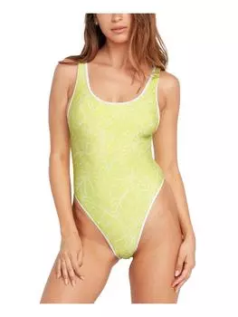 Женский минималистичный слитный купальник с принтом Volcom, цвет citron