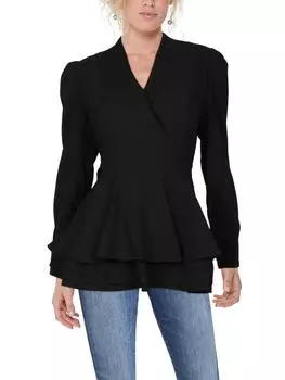 Женский многоуровневый топ с баской и поясом Gracia, черный