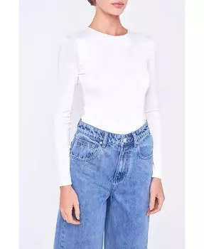 Женский мягкий боди с длинным рукавом Grey Lab, белый