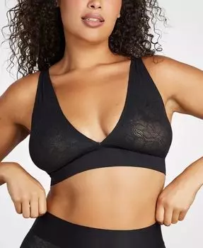 Женский мягкий кружевной бюстгальтер с глубоким вырезом без подкладок SIELLA, розовый