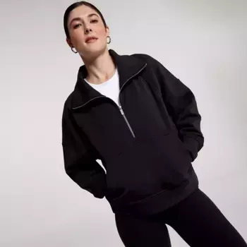 Женский мягкий пуловер CALIA на молнии 1/4 с аквалангом, черный