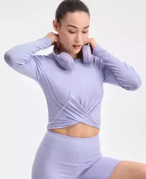 Женский мягкий топ в рубчик с длинными рукавами ID Ideology, фиолетовый