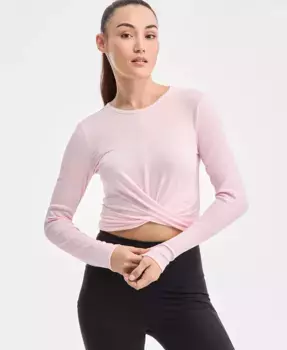 Женский мягкий топ в рубчик с длинными рукавами ID Ideology, розовый