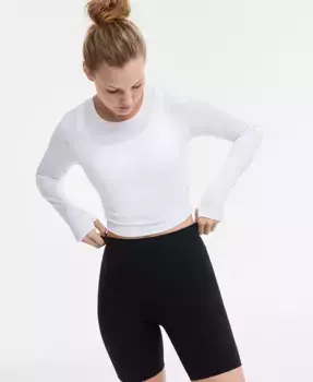Женский мягкий укороченный топ с длинными рукавами ID Ideology, белый