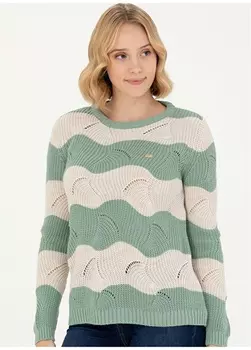 Женский мятный свитер стандартного кроя с круглым вырезом U.S. Polo Assn.