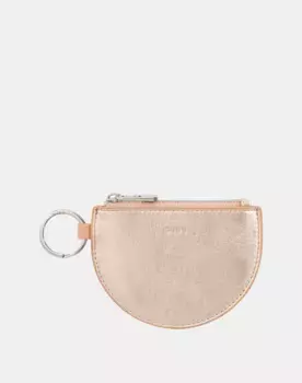 Женский небольшой кожаный кошелек из металла с брелоком и застежкой-молнией Dudu, розовый