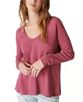 Женский объемный топ вафельной вязки с овальным вырезом Lucky Brand, цвет Anemone