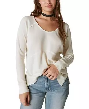 Женский объемный топ вафельной вязки с овальным вырезом Lucky Brand, белый