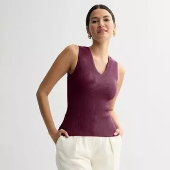 Женский облегающий свитер с V-образным вырезом Sculpt Nine West, цвет maddie plum