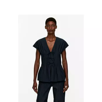 Женский облегающий топ Arket из чистого хлопка с v-образным вырезом и бретелями, синий