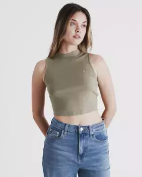 Женский облегающий топ без рукавов Tommy Jeans, цвет Verde Militar