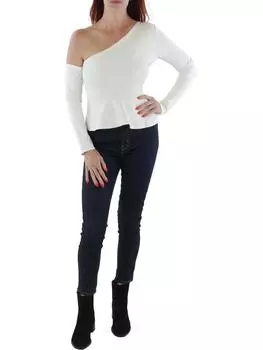 Женский облегающий топ с открытыми плечами и баской BCBGMAXAZRIA, цвет gardenia