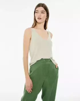 Женский облегающий трикотажный топ с люрексом и блестками System Action, цвет Crudo