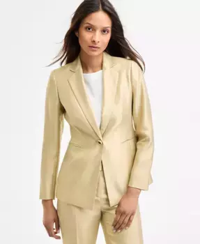 Женский однобортный пиджак на одной пуговице Anne Klein, коричневый/бежевый