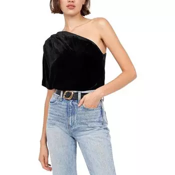 Женский однотонный бархатный пуловер-топ Joie, цвет caviar