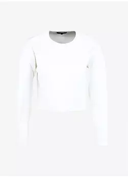 Женский однотонный белый свитер свободного кроя с круглым вырезом Black On Black