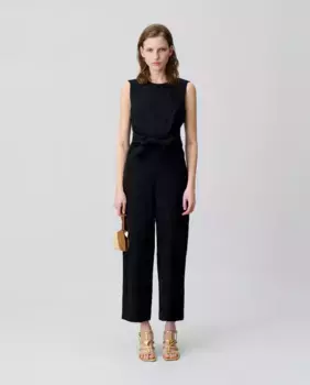 Женский однотонный безрукавный комбинезон с цветочным принтом Claudie Pierlot, черный