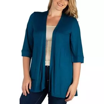 Женский однотонный блейзер из полиэстера с открытым передом 24seven Comfort Apparel, цвет teal