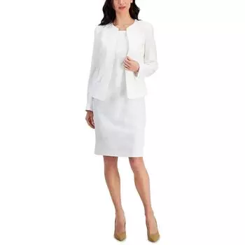 Женский однотонный блейзер Petites из полиэстера с открытым передом Le Suit, цвет natural white