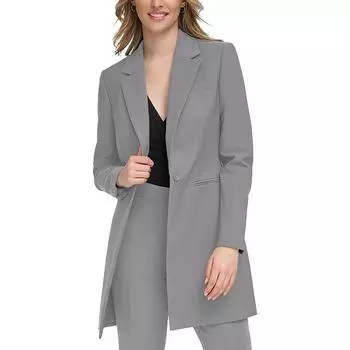 Женский однотонный деловой пиджак на одной пуговице Calvin Klein, серый