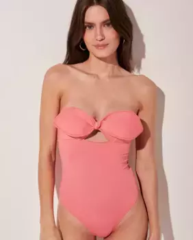 Женский однотонный купальник-бандо с набивкой Agua de coco, розовый