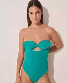 Женский однотонный купальник-бандо с набивкой Agua de coco, зеленый