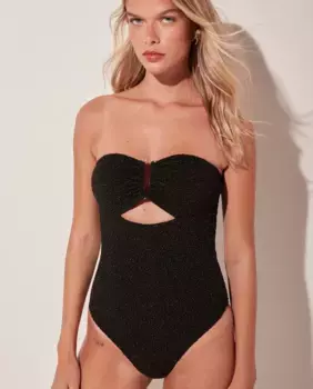 Женский однотонный купальник-бандо с набивкой Agua de coco, черный