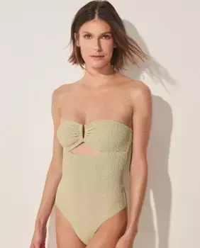 Женский однотонный купальник-бандо с набивкой Agua de coco, зеленый