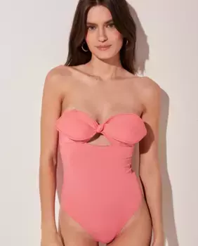 Женский однотонный купальник-бандо с подкладкой Agua de coco, розовый