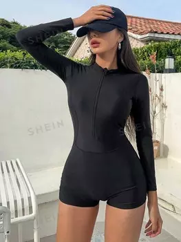 Женский однотонный купальник Гидрокостюм для летнего пляжа Dazy, черный