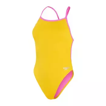 Женский однотонный купальник Speedo с V-образной спиной, жёлтый