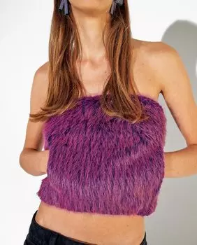 Женский однотонный меховой топ Parfois, розовый