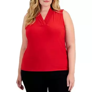 Женский однотонный полиэстеровый пуловер-топ Anne Klein, цвет bright crimson