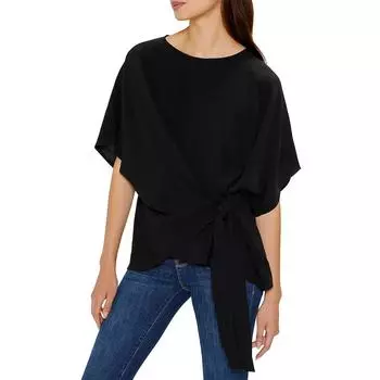 Женский однотонный полиэстеровый пуловер-топ Three Dots, черный