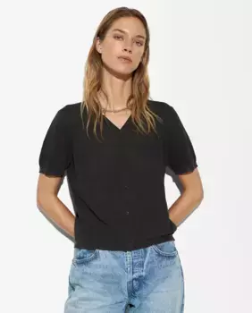 Женский однотонный полупрозрачный кардиган с короткими рукавами Parfois, темно-серый