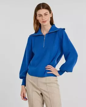 Женский однотонный пуловер с длинными рукавами Yas, темно-синий