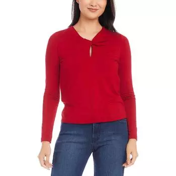 Женский однотонный пуловер с вырезом-замочной скважиной Karen Kane, красный