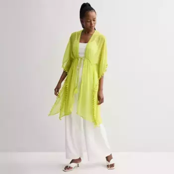 Женский однотонный шифоновый топ с помпонами Nine West, цвет lime