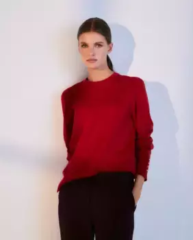 Женский однотонный свитер с круглым вырезом Woman El Corte Ingls, красный