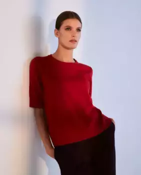 Женский однотонный свитер с круглым вырезом Woman El Corte Ingls, красный