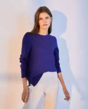 Женский однотонный свитер с круглым вырезом Woman El Corte Ingls, цвет Azul tinta