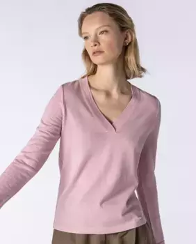 Женский однотонный трикотажный свитер с длинными рукавами и V-образным вырезом Naulover, светло-розовый