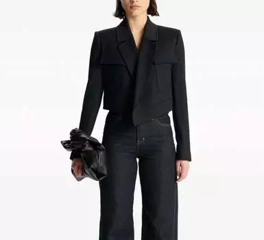 Женский однотонный укороченный блейзер Reeve черного цвета A.L.C.